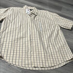 Tommy Hilfiger Men's Beige and Black Grid Shirt